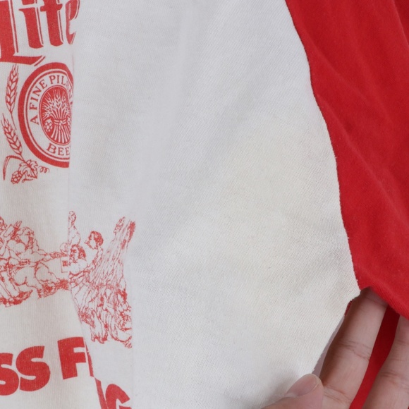 70s Mens Medium Miller Lite 3/4 Raglan Shirt USA - Picture 9 of 11